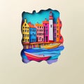 Lowestoft, England, paper cut illustration Royalty Free Stock Photo