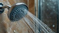 Lowflow showerhead dispensing water for efficient shower experience Royalty Free Stock Photo