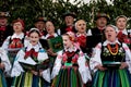 Folk musicians, music band dressed in polish national folk costumes from Lowicz