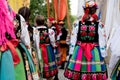 Girls dressed in polish national folk costumes from Lowicz region