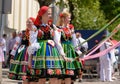 Lowicz / Poland - May 31.2018: Corpus Christi church holiday procession. Local women dressed in folk, regional costumes. Royalty Free Stock Photo