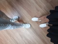 Lowkey Couple Picture with Terno White Shoes Royalty Free Stock Photo