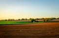 Lowland fields on a warm sunset