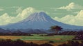 Lowlands Mount Kilimanjaro In 16-bit Illustration