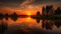 Lowlands: Serene Lake Reflecting Stunning Sunset