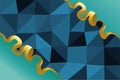 Abstract geometrical background with lowpoly facets texture and curvy stripe lining.