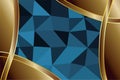 Abstract geometrical background with lowpoly facets texture and curvy stripe lining.