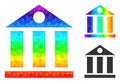 Vector Polygonal Bank Building Icon with Rainbow Gradient