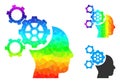 Vector Triangle Filled Brain Mechanics Icon with Spectral Colored Gradient