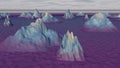 Lowpoly Landscape with Gloomy Arctic Rocks