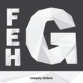 Lowpoly letters E F G H isolated on dark background. English alphabet in shades of grey. Vector illustration Royalty Free Stock Photo