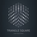 The lowpoly mesh. Modern stylish logo. Design element with squares, triangles and rhombus. Vector logotype template. Grid