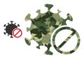 Lowpoly Mosaic Forbidden Virus Icon in Camo Army Color Hues