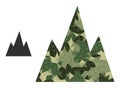 Lowpoly Mosaic Mountains Icon in Khaki Military Colors