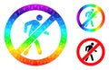 Vector Polygonal No Pedestrian Walking Icon with Spectrum Gradient Royalty Free Stock Photo