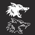 Lowpoly outline wolf head silhouette isolated lineart on black vector illustration