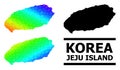 Lowpoly Rainbow Map of Jeju Island with Diagonal Gradient