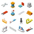 Lowpoly sewing needlework isometric icons set vector illustration Royalty Free Stock Photo