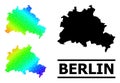 Lowpoly Spectrum Map of Berlin City with Diagonal Gradient Royalty Free Stock Photo