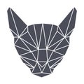 Lowpolygonal geometry, grey cat head. Simple.