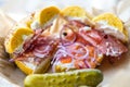 Lox on Everything Bagel with Dill Pickle Royalty Free Stock Photo