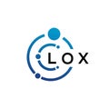 LOX letter technology logo design on white background. LOX creative initials letter IT logo concept. LOX letter design