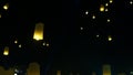 Loy Krathong festival of Thailand beautiful lanterns release in Chinag Mai long shot