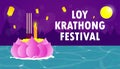Loy krathong festival travel thailand poster design background Celebration and Culture of Thailand concept cartoon poster isolated Royalty Free Stock Photo