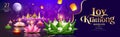 Loy krathong thailand festival, material banana leaf, flowers, pink and white lotus flower