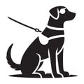 Loyal Assistance Dog Silhouette for the Blind and Visually Impaired Royalty Free Stock Photo