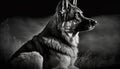 Loyal German Shepherd puppy guards black sheepdog generated by AI