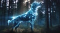 Loyal Guardian: Dog Patronus Amidst Enchanted Forest Shadows