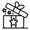 Loyalty gift box icon, outline style