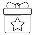 Loyalty gift box icon, outline style