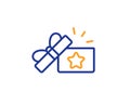 Loyalty gift box line icon. Bonus points. Discount program. Vector