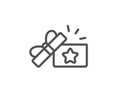 Loyalty gift box line icon. Bonus points. Discount program. Vector