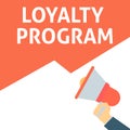 LOYALTY PROGRAM Announcement. Hand Holding Megaphone With Speech Bubble Royalty Free Stock Photo