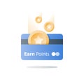 Loyalty program, earn reward, bonus card, perks concept, vector flat icon