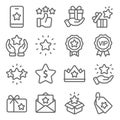 Loyalty Program icons set vector illustration. Contains such icon as VIP, Benefit, Voucher, Exclusive, Badge, Winner and more. Exp
