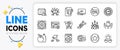 Loyalty star, Salary employees and Web settings line icons. For web app. Vector