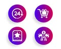 Loyalty ticket, Shopping cart and 24 hours icons set. Sharing economy sign. Bonus star, Gift box, Time. Share. Vector