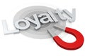 Loyalty word with red horseshoe magnet isolated