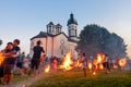 Performer play with fire. A street artists in Loznica, Serbia.