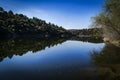 Lozoya River. Exterior of the walls of Buitrago de Lozoya, Madrid, Spain.