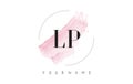 LP L P Watercolor Letter Logo Design with Circular Brush Pattern