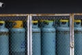 LPG cylinder. Blue propane storage tank. Liquefied petroleum gas is a fuel gas. LPG cylinders used for domestic supply. Cooking Royalty Free Stock Photo