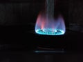 Lpg gas flame on stove at kitchen, Cook and cooking concept Royalty Free Stock Photo