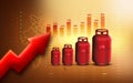 LPG- liquefied petroleum gas price hike in India digital illustration. gas cylinder, Royalty Free Stock Photo