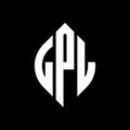 LPL circle letter logo design with circle and ellipse shape. LPL ellipse letters with typographic style. The three initials form a Royalty Free Stock Photo