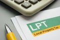 LPT local property tax form and calculator. Royalty Free Stock Photo